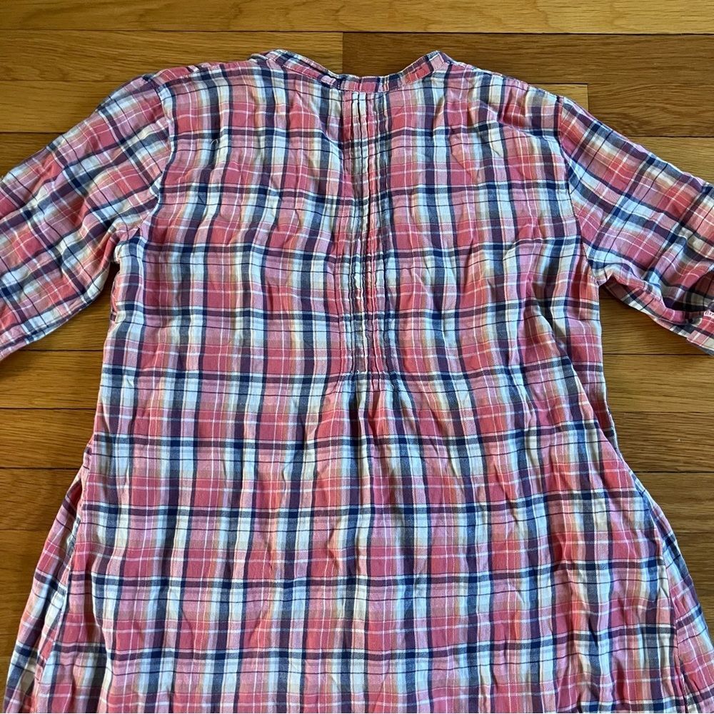 CP Shades Red Plaid Cowgirl USA Linen Cotton Regina Tunic Shirt Dress Medium - Picture 12 of 15